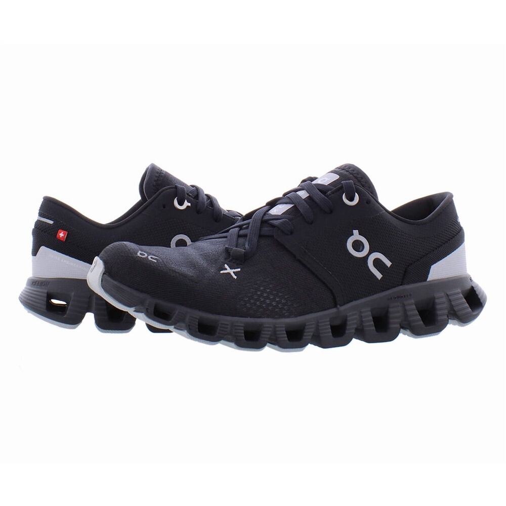 On Cloud X 3 Lace Up Athletic Running Sneakers Black Mesh Womens Size 10 Sporty
